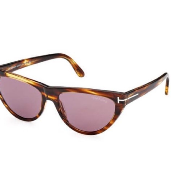 TOM FORD AMBER Striped Havana/Violet Cat-Eye Sunglasses TF990